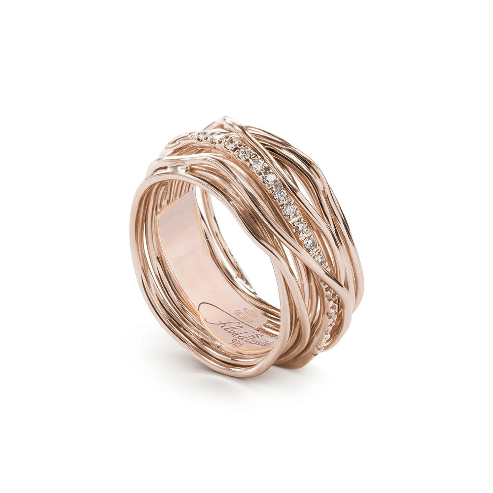 Anello RUBINIA GIOIELLI Filodellavita fili Oro rosa e Diamanti bianchi
