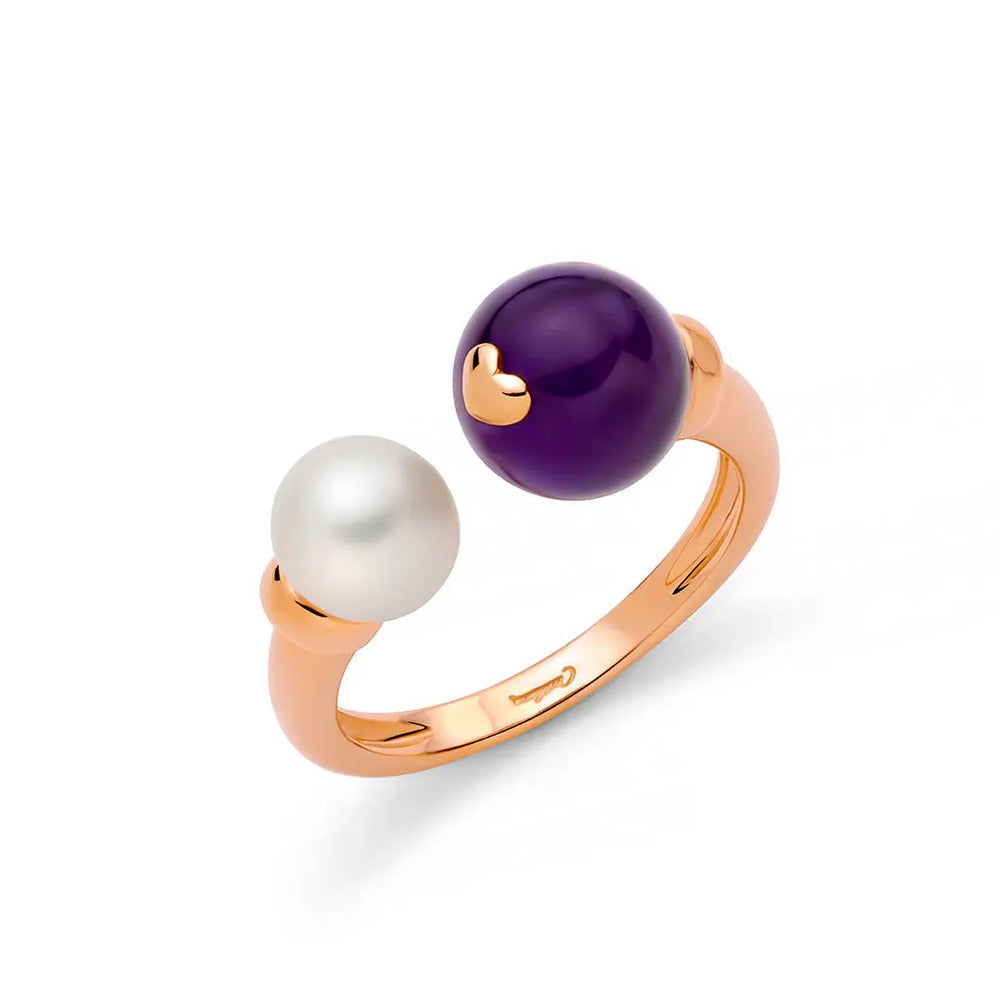 Anello Miluna Argento Ametista e Perla