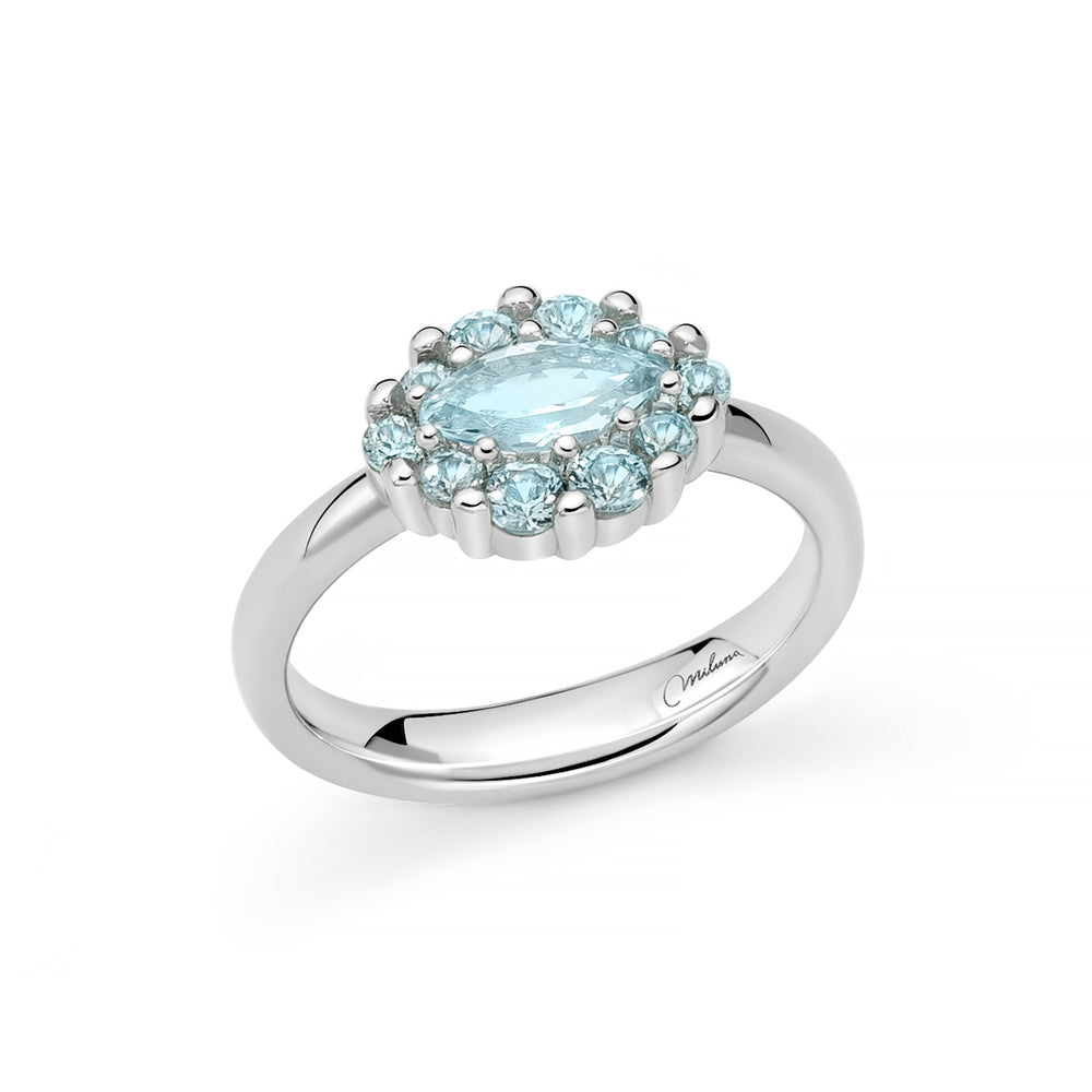 Anello Miluna Argento e Topazi Navette