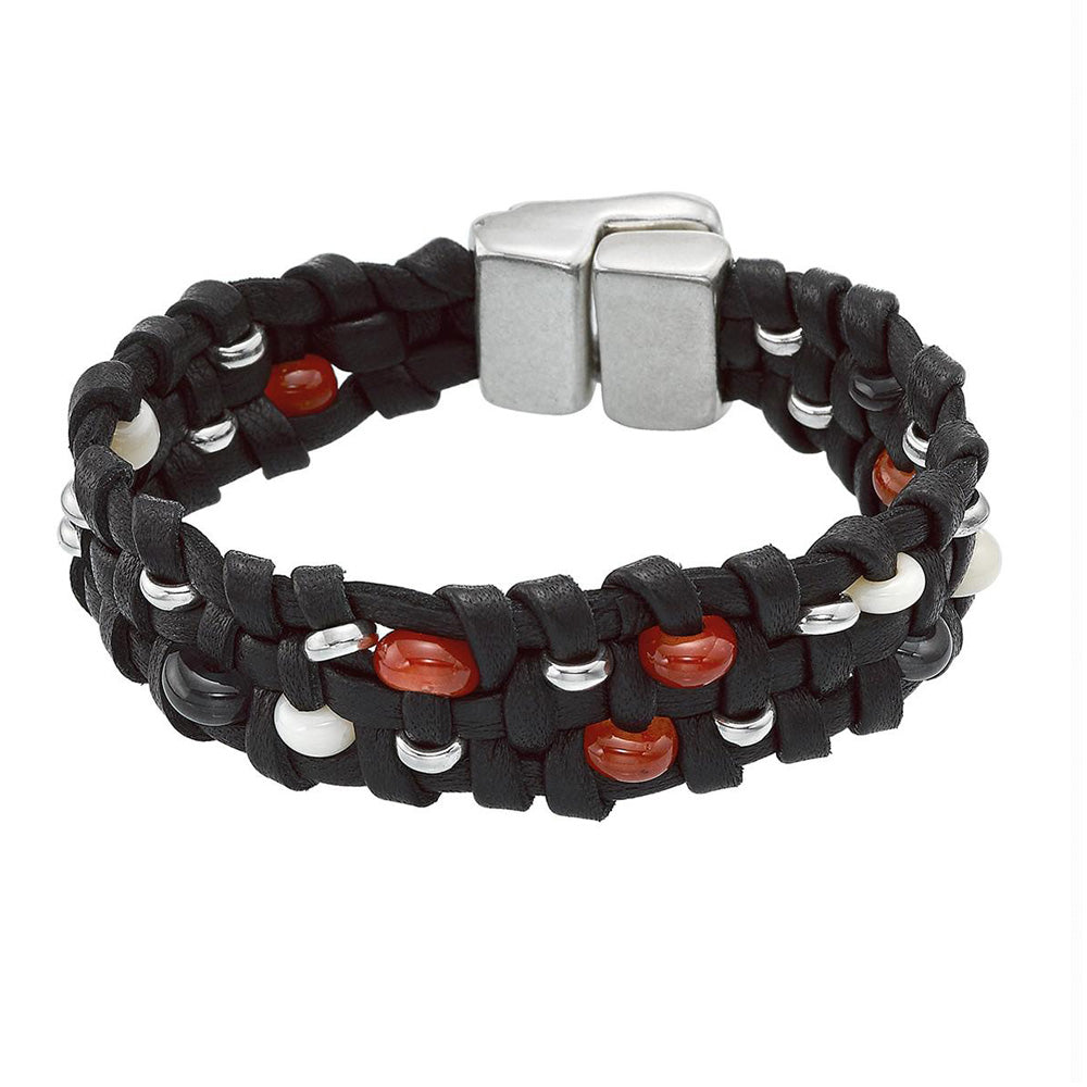Bracciale Uno de "Va De Trenza" Going Braided in Cuoio e Cristalli
