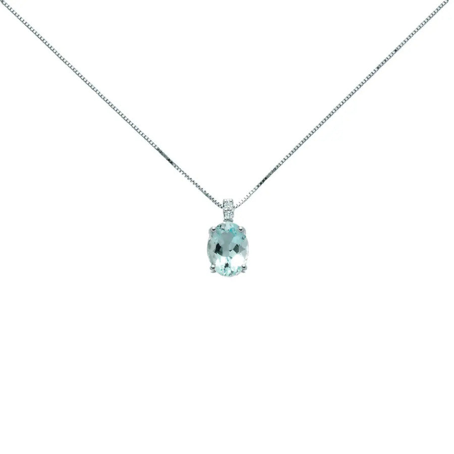 Collana MILUNA Acquamarina Ovale e Diamanti