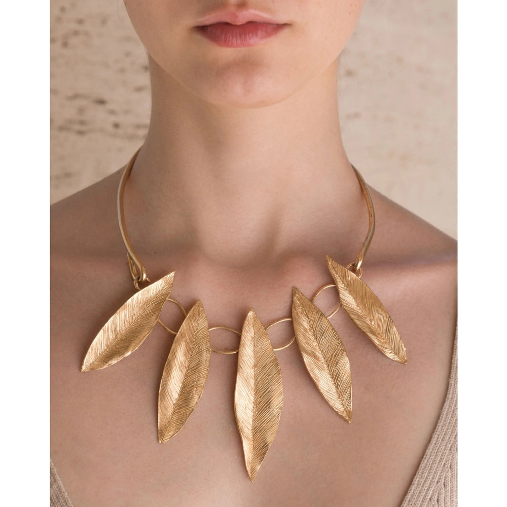Collana Giulia Barela Indian Leaves Bronzo bagnato Oro 24 carati