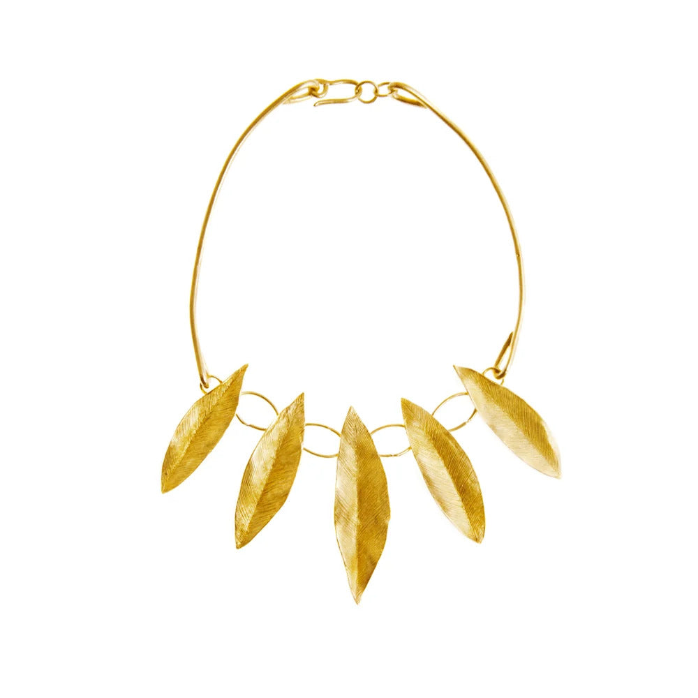 Collana Giulia Barela Indian Leaves Bronzo bagnato Oro 24 carati
