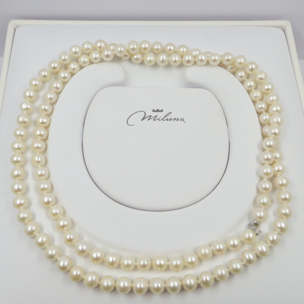 Collana lunga MILUNA Perle e oro bianco cm