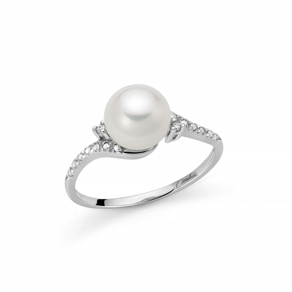 Anello Miluna in Oro Bianco con Perla e Diamanti