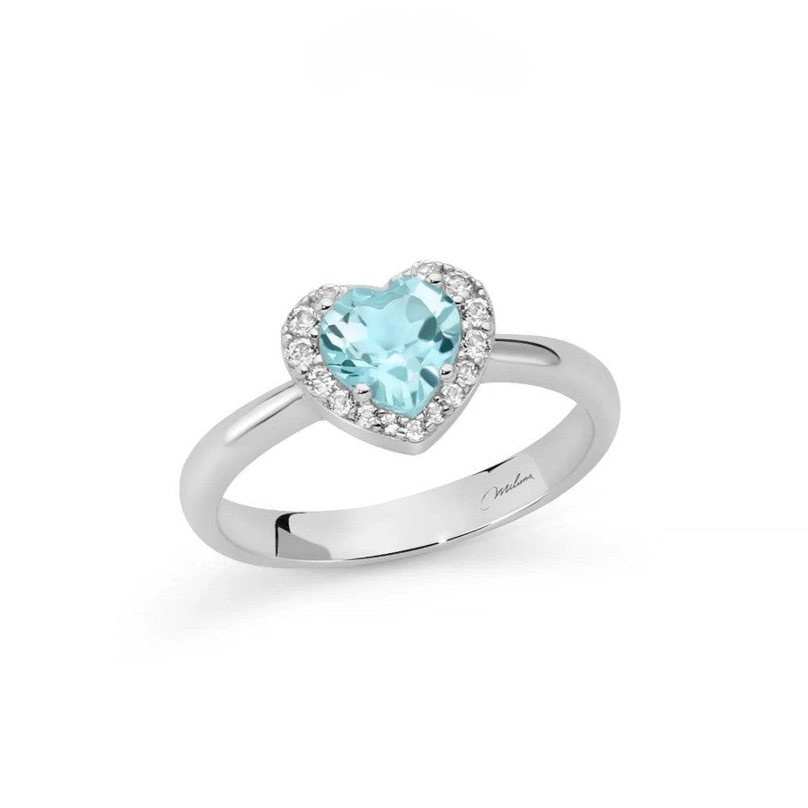 Anello Miluna Gemma del Ciel Cuore piccolo e Topazi
