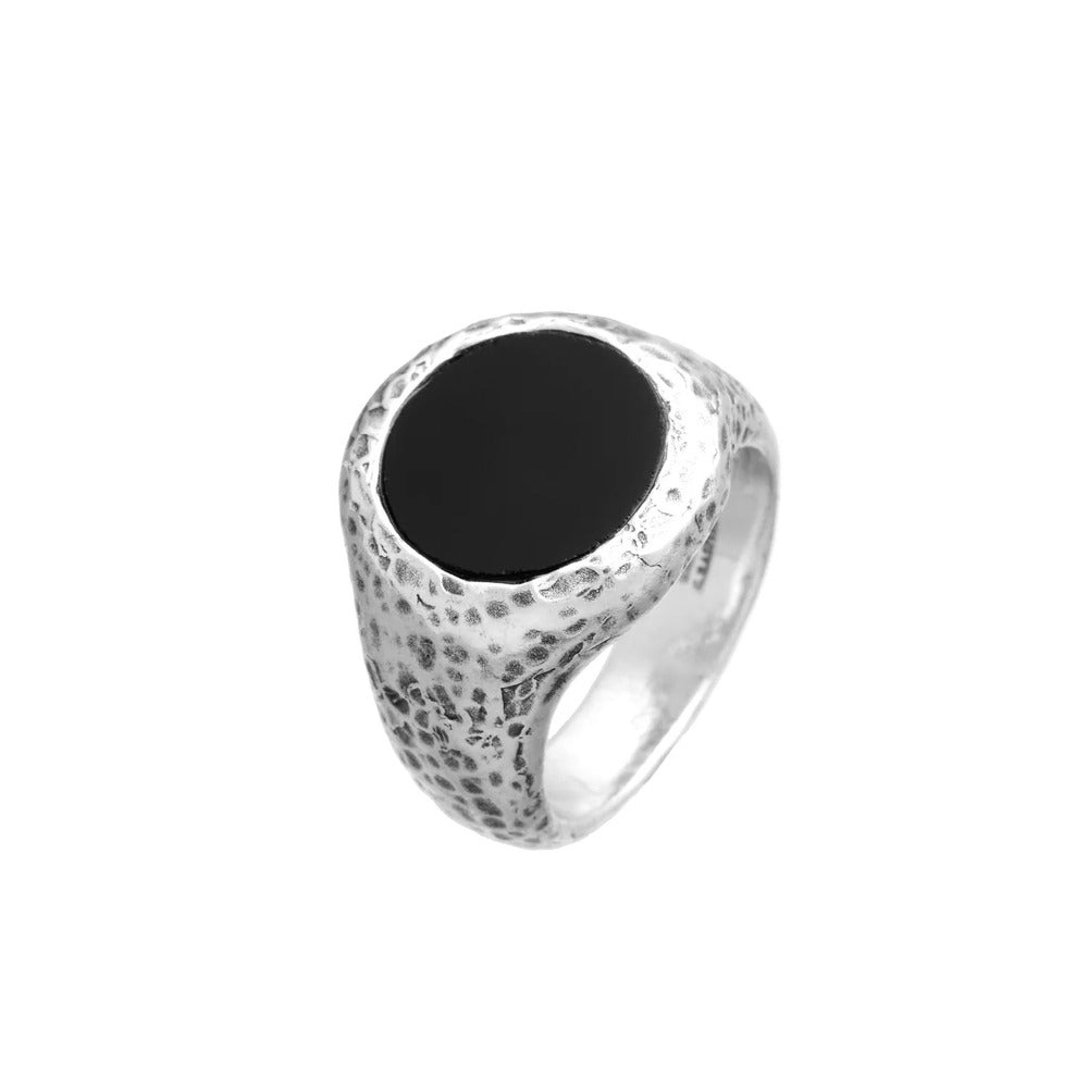 Anello Giovanni Raspini Martellato Tondo Onice