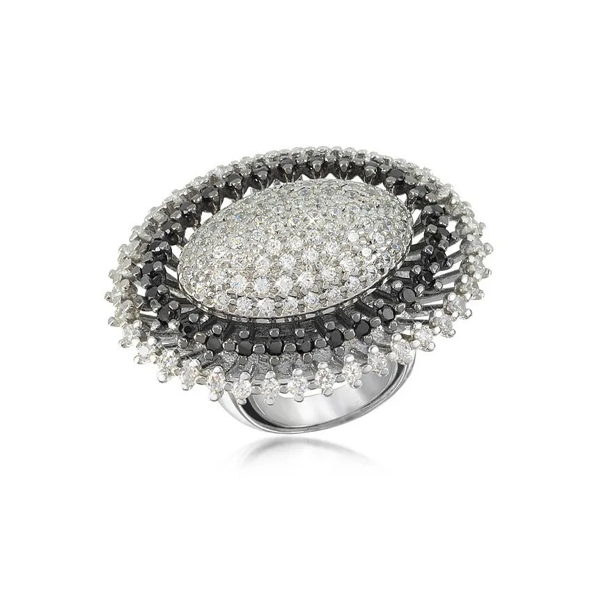 Anello Azhar Corolle Argento e Zirconi