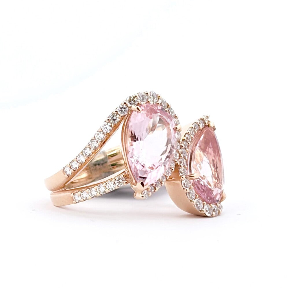 Anello CRIVELLI Contrarié in Oro rosa con Morganite e Diamanti