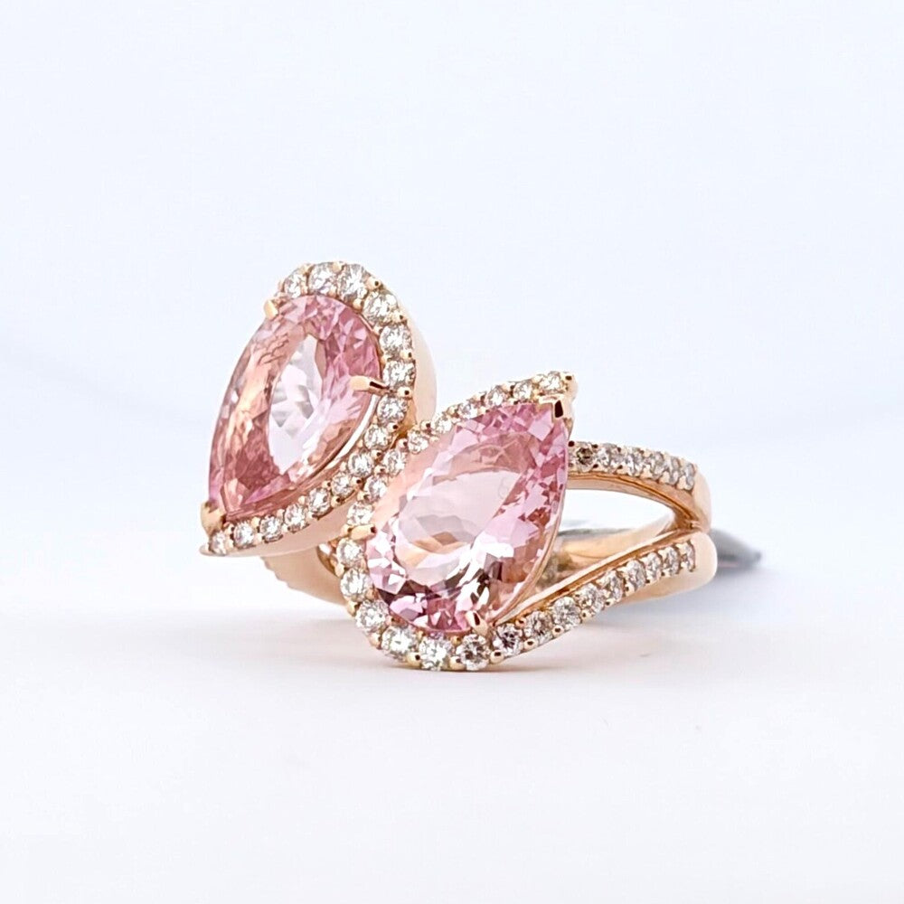Anello CRIVELLI Contrarié in Oro rosa con Morganite e Diamanti