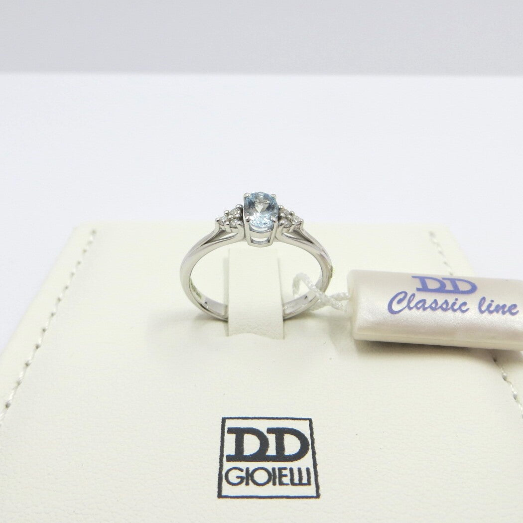 Anello DAVITE&DELUCCHI Oro, Diamanti e Acquamarina Ovale