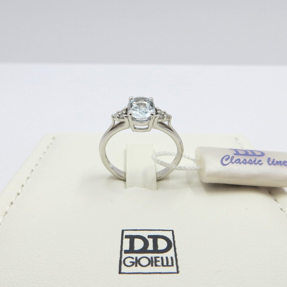 Anello DAVITE&DELUCCHI Oro, Diamanti e Acquamarina Ovale