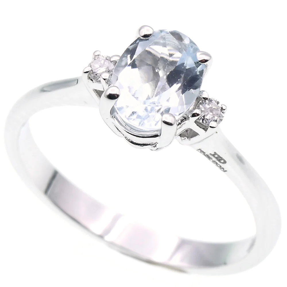 Anello DAVITE&DELUCCHI Oro, Diamanti e Acquamarina Ovale