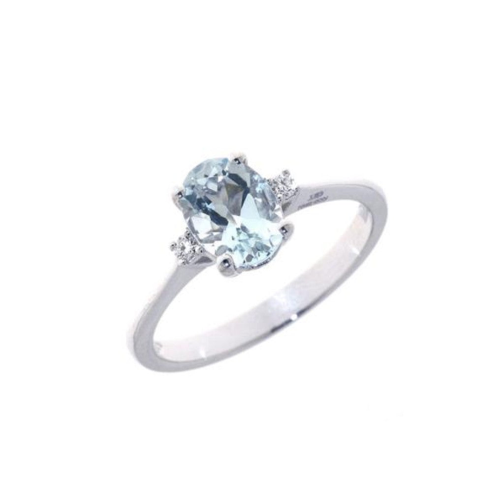 Anello DAVITE&DELUCCHI Oro, Diamanti e Acquamarina Ovale