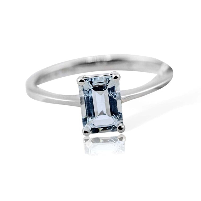 Anello DAVITE&DELUCCHI in Oro Bianco e Acquamarina