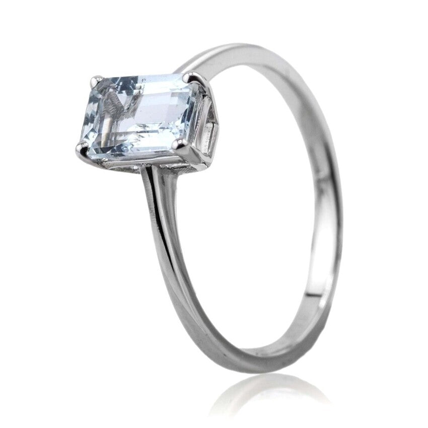 Anello DAVITE&DELUCCHI in Oro Bianco e Acquamarina
