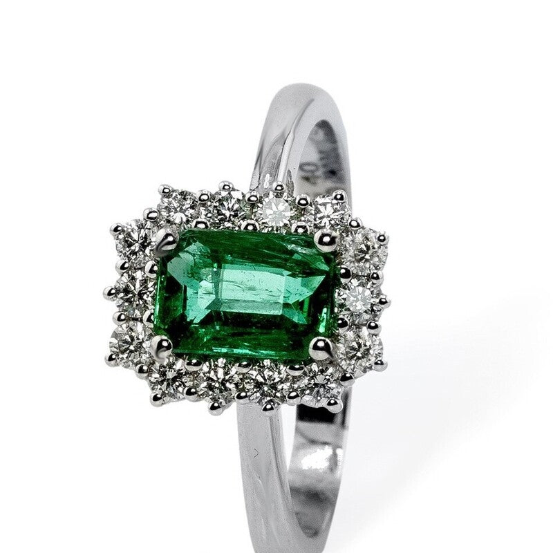 Anello DAVITE&DELUCCHI Oro bianco, Diamanti e Smeraldo