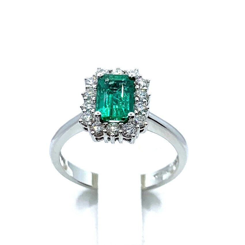 Anello DAVITE&DELUCCHI Oro bianco, Diamanti e Smeraldo