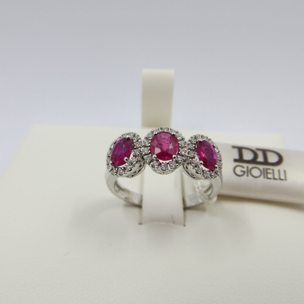 Anello trilogy DAVITE&DELUCCHI Oro, Diamanti e Rubini