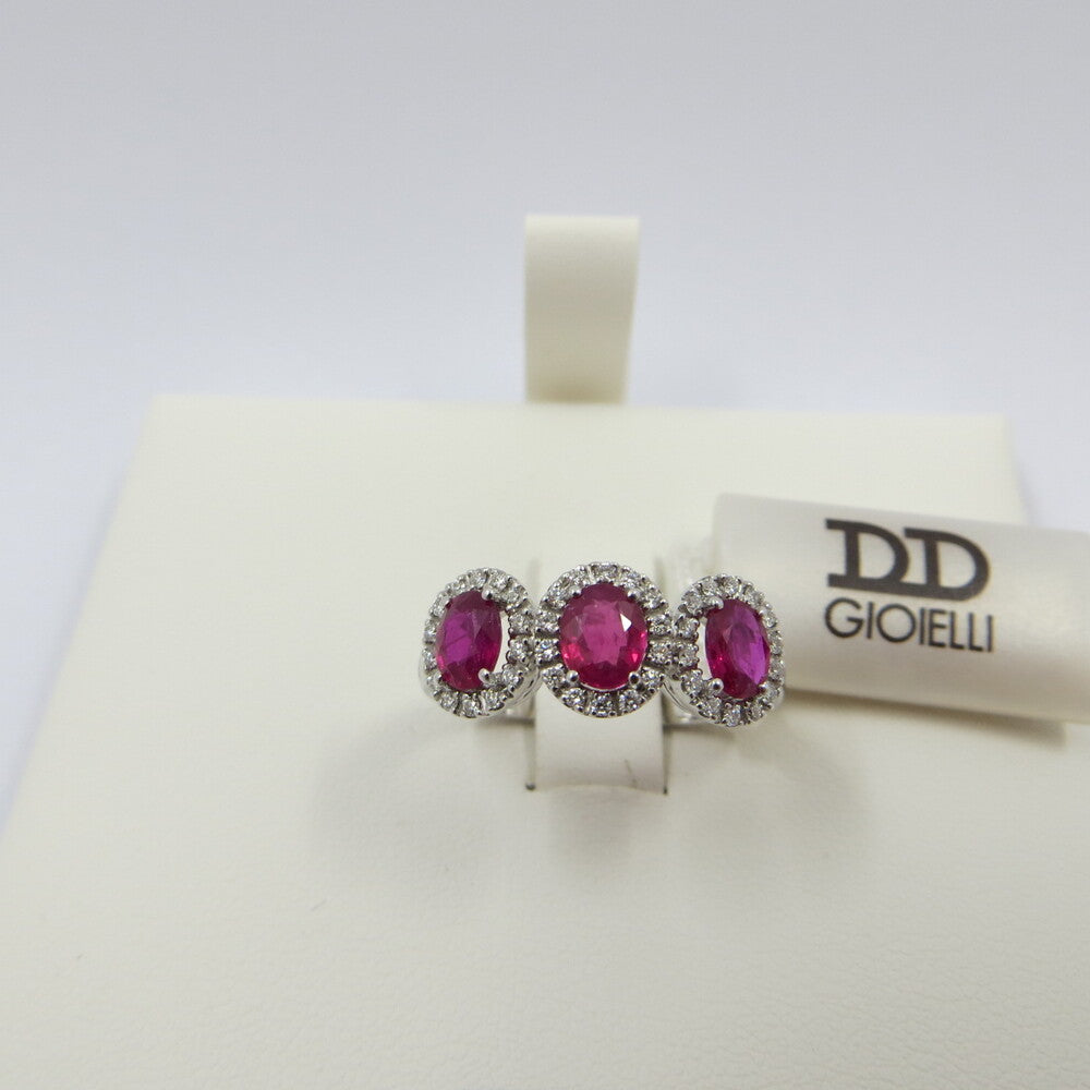 Anello trilogy DAVITE&DELUCCHI Oro, Diamanti e Rubini