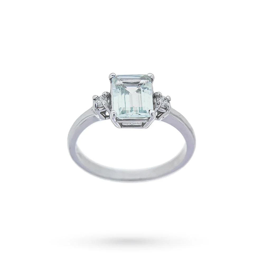 Anello DAVITE&DELUCCHI Oro Bianco Diamanti e Acquamarina