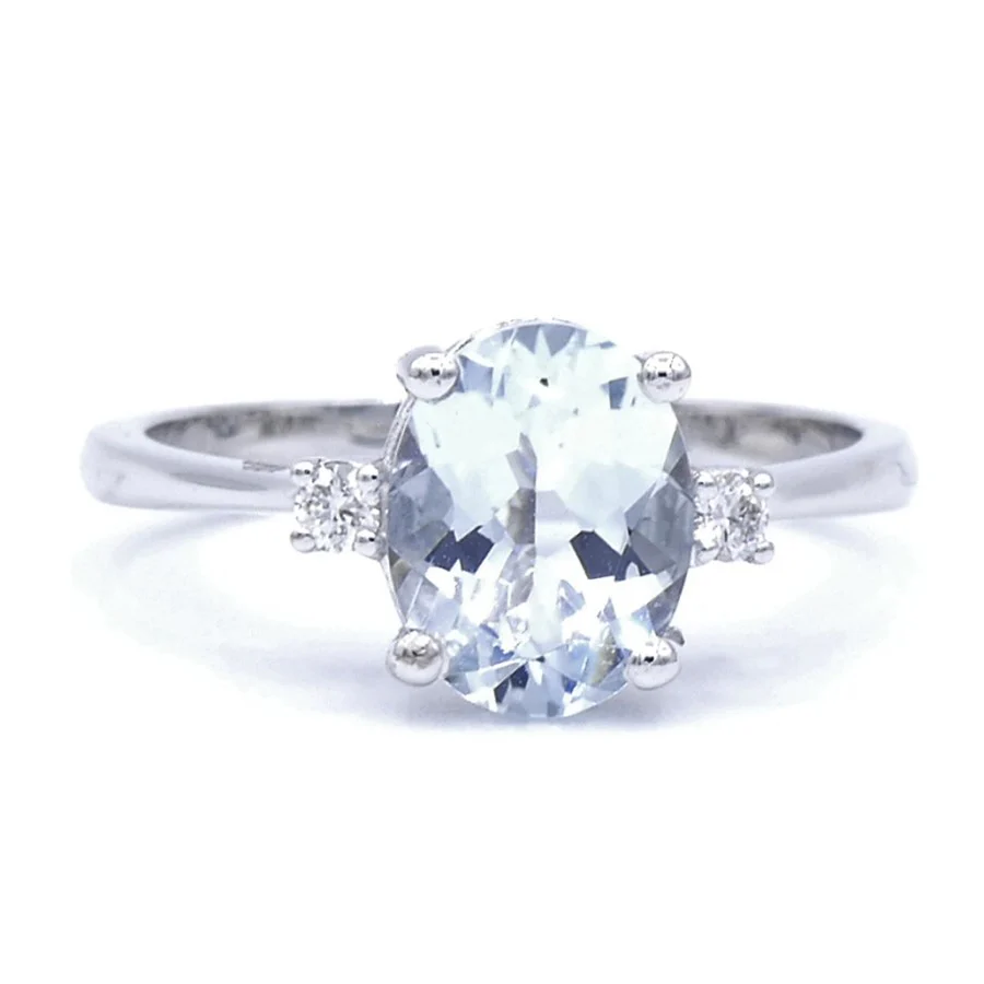 Anello DAVITE&DELUCCHI Oro Bianco Diamanti e Acquamarina