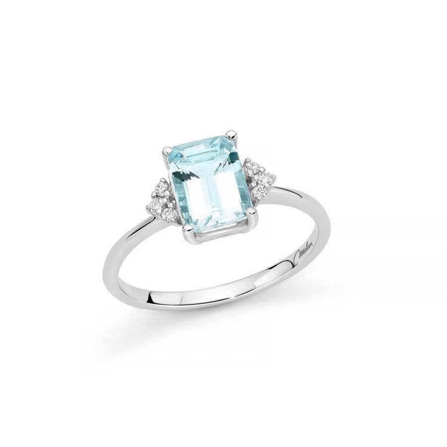 Anello MILUNA Oro Bianco Acquamarina e Diamanti
