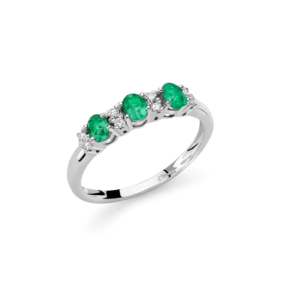Anello Trilogy Miluna Oro, Diamanti e Smeraldi