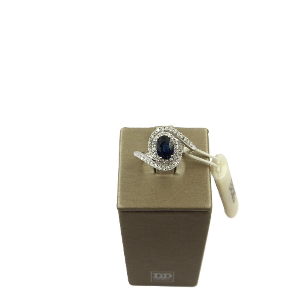 Anello DAVITE&DELUCCHI Oro Bianco, Zaffiro Blu e Diamanti