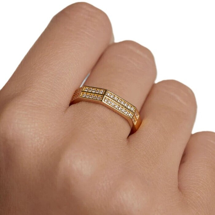 Anello PDPAOLA Olympia in Argento Dorato e Zirconi