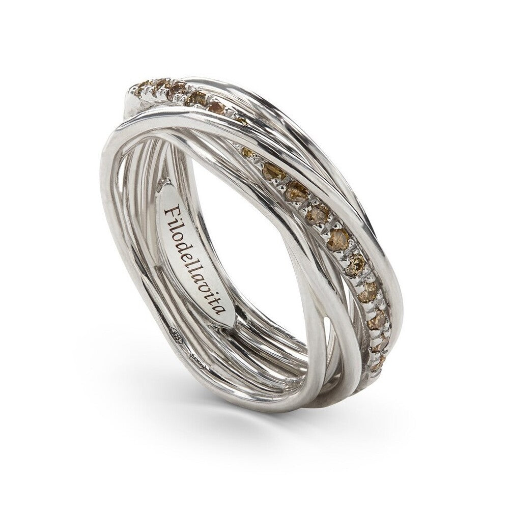 Anello RUBINIA GIOIELLI Filodellavita fili Argento e Diamanti brown