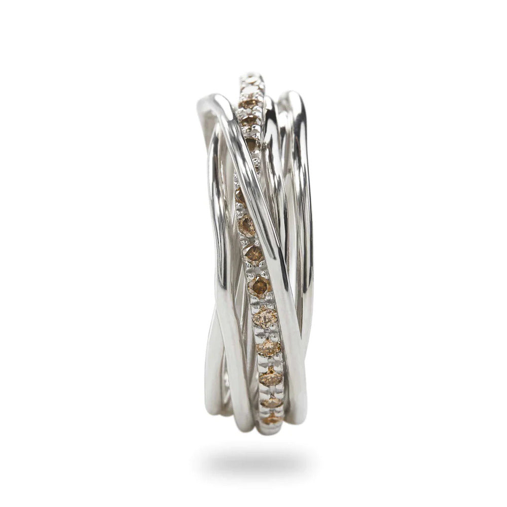 Anello RUBINIA GIOIELLI Filodellavita fili Argento e Diamanti brown