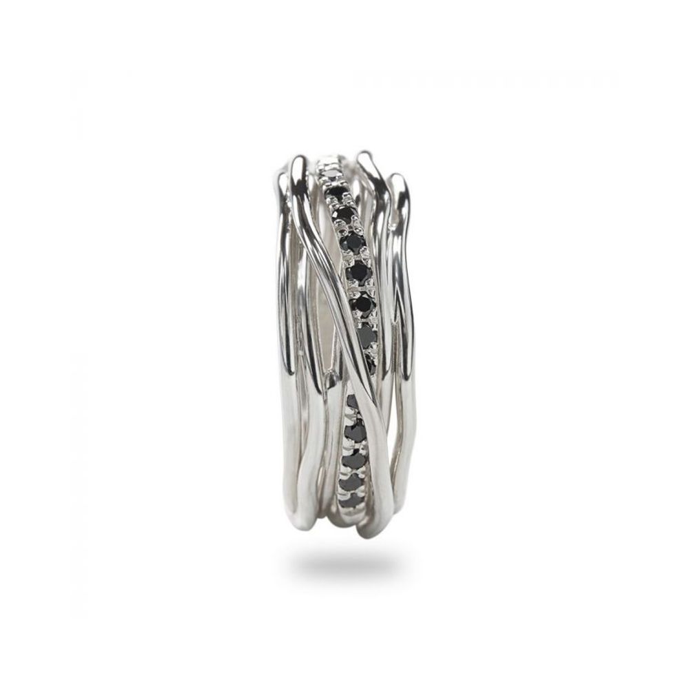 Anello RUBINIA GIOIELLI Filodellavita fili Argento e Diamanti Neri
