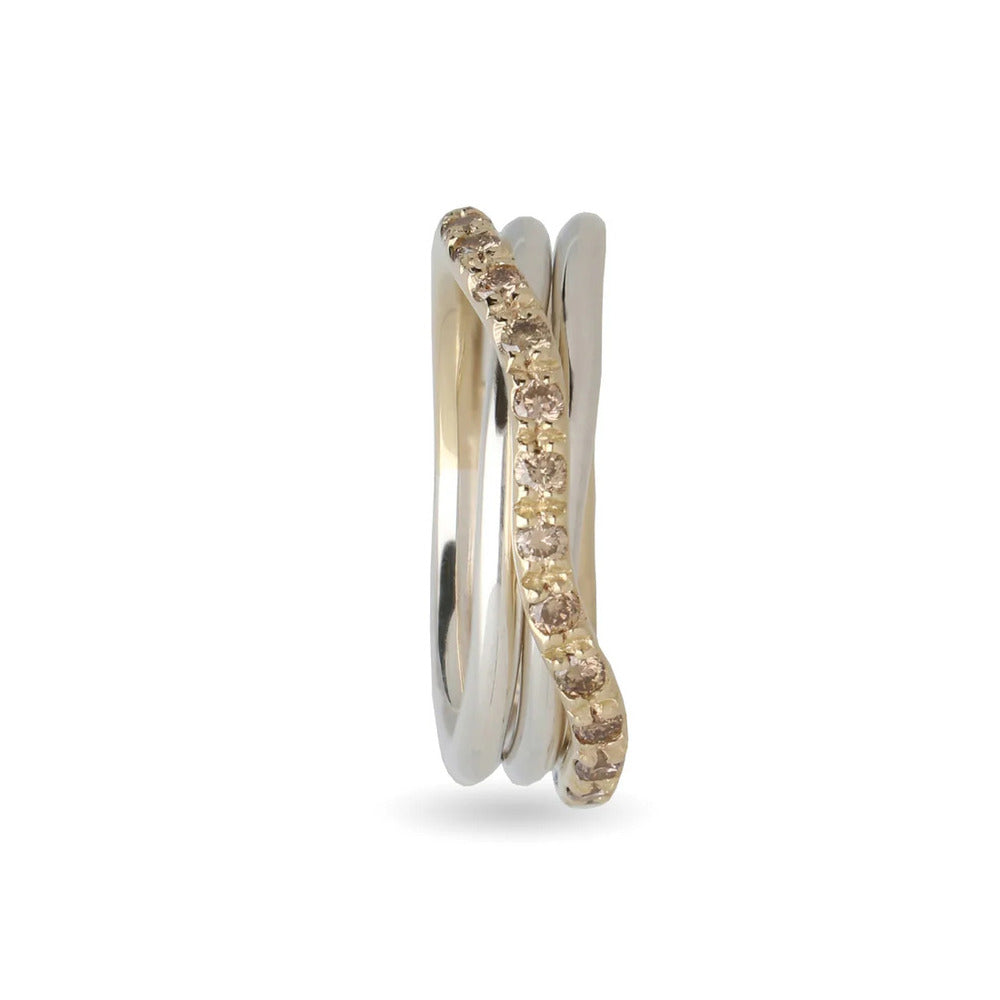 Anello RUBINIA GIOIELLI Filodellavita fili Oro giallo, Argento e Diamanti brown