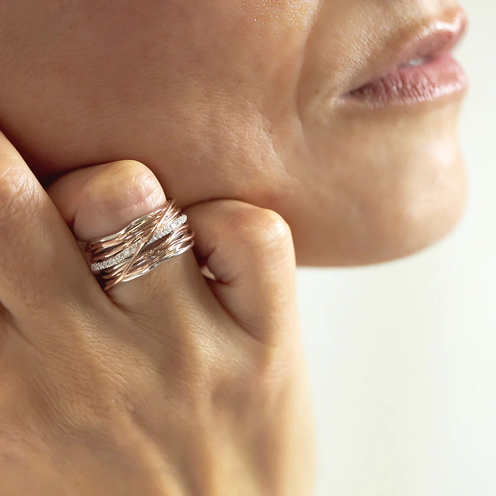Anello RUBINIA GIOIELLI Filodellavita 13 fili Oro Argento e Diamanti