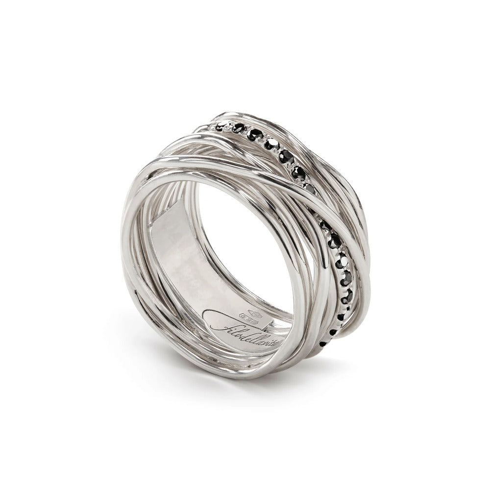 Anello RUBINIA GIOIELLI Filodellavita fili Argento e Diamanti neri