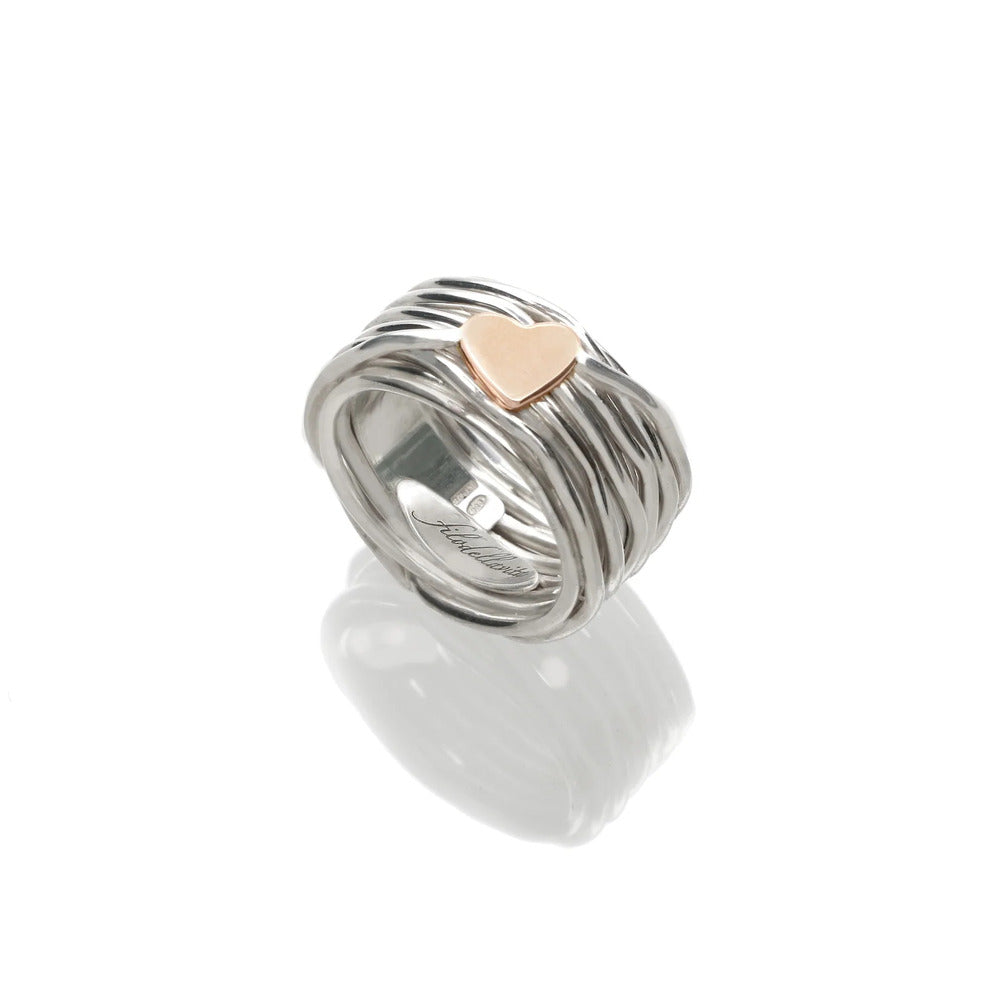Anello RUBINIA GIOIELLI Filodellavita fili Argento e Cuore Oro Rosa