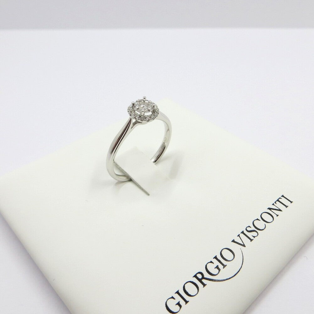 Anello Solitario GIORGIO VISCONTI Oro Bianco e Diamanti