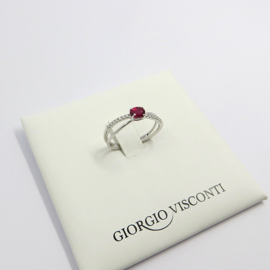 Anello GIORGIO VISCONTI in Oro Bianco Diamanti e Rubino
