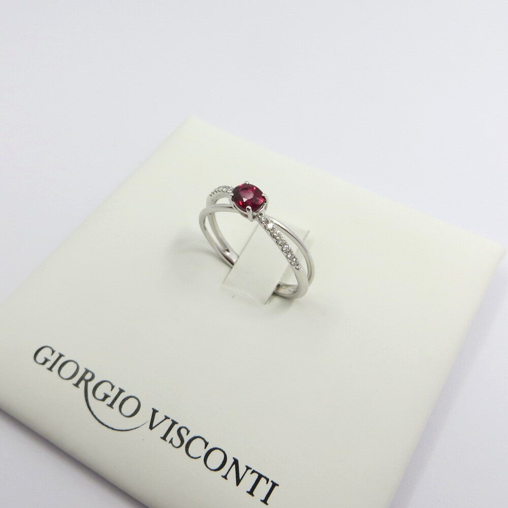 Anello GIORGIO VISCONTI in Oro Bianco Diamanti e Rubino