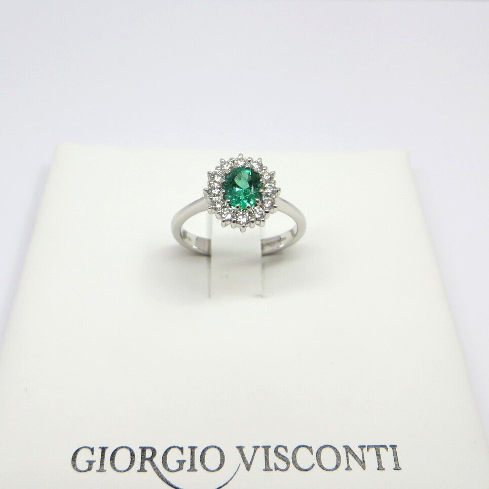 Anello GIORGIO VISCONTI Oro, Diamanti e Smeraldo
