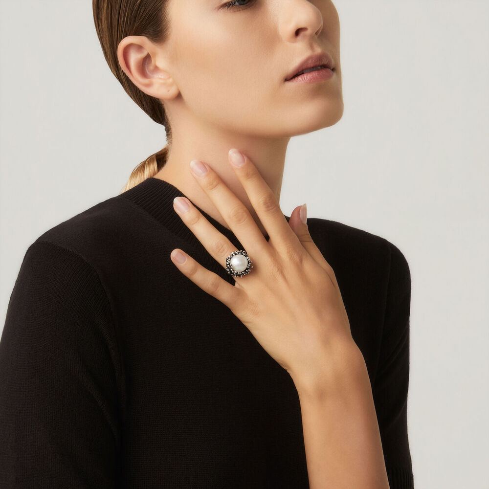 Anello Giovanni Raspini Anemone in Argento con Perla