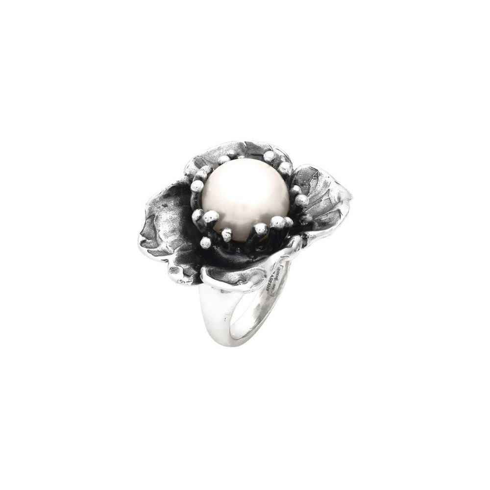 Anello Giovanni Raspini Magnolia Grande Argento e Perla