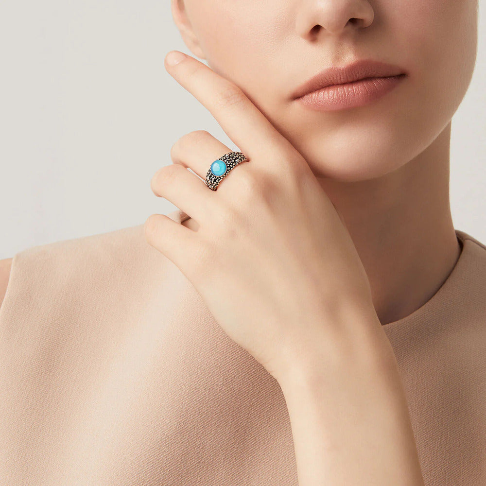 Anello Giovanni Raspini Perlage Agata Azzurra