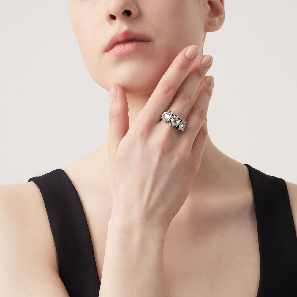 Anello Giovanni Raspini Trilogy Shine Argento e Zirconi