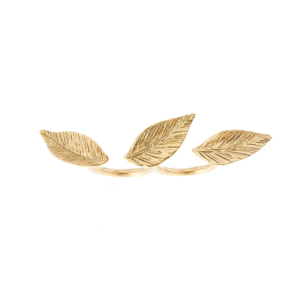 Anello Giulia Barela Leaves in Bronzo bagnato Oro 24 carati