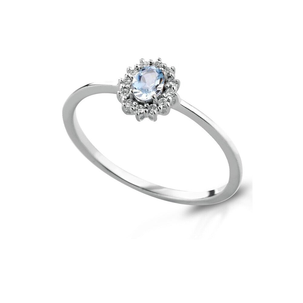 Anello LELUNE Diamonds Oro, Diamanti e Acquamarina