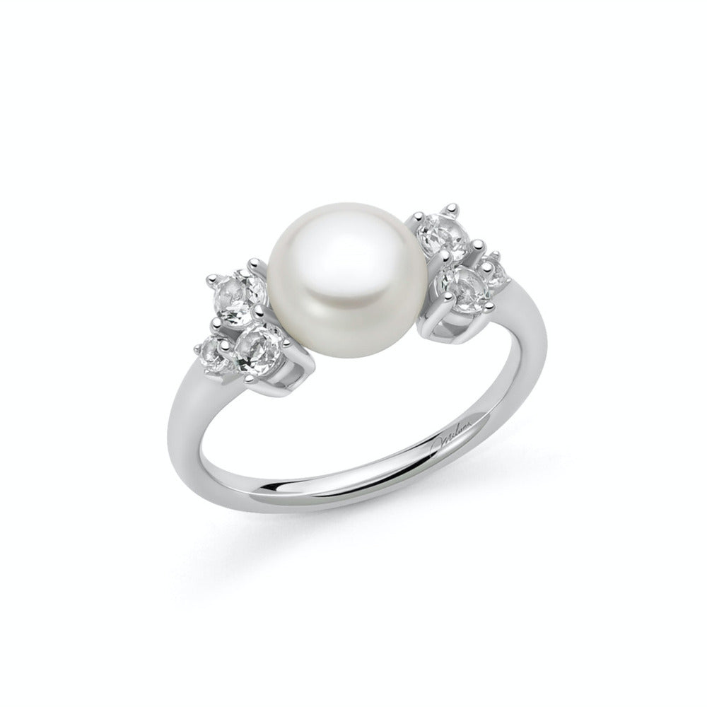 Anello Miluna Andromeda con Perla Oriente e Topazi