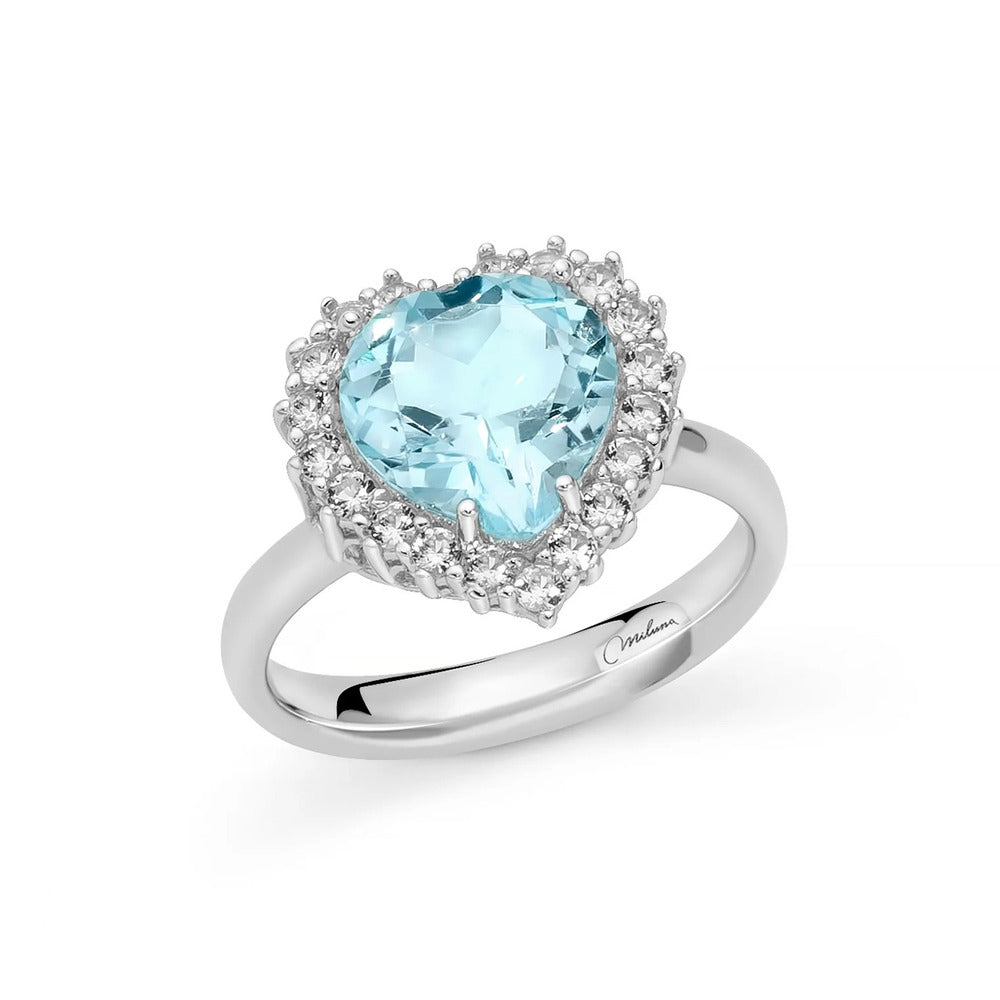 Anello Miluna Gemma del Ciel Cuore Grande e Topazi