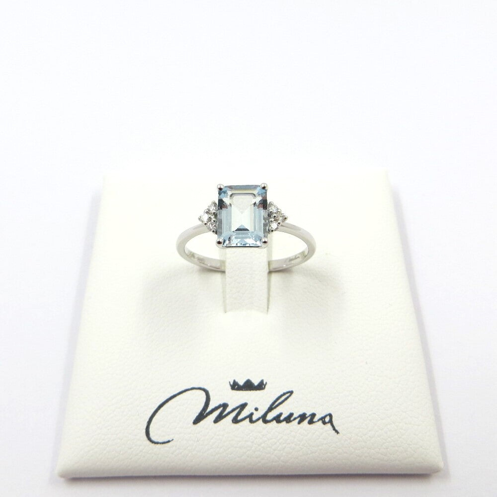 Anello MILUNA Oro Bianco Acquamarina e Diamanti